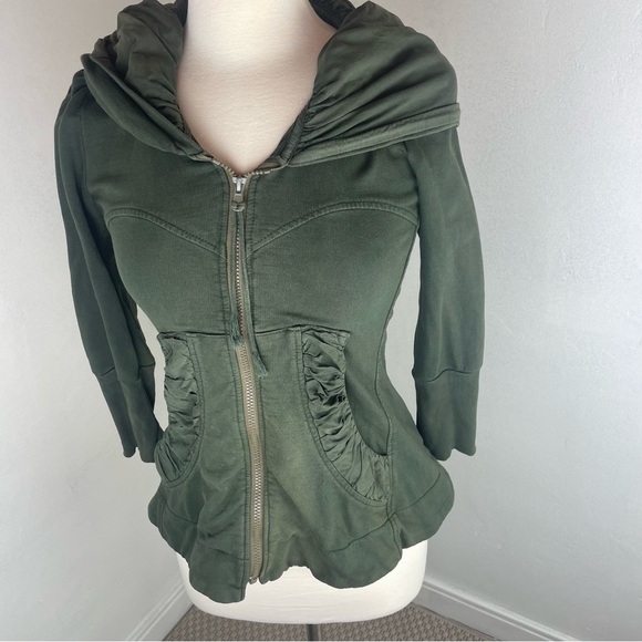 Tops - Olive Green Women's Zip Hoodie Sweatshirt